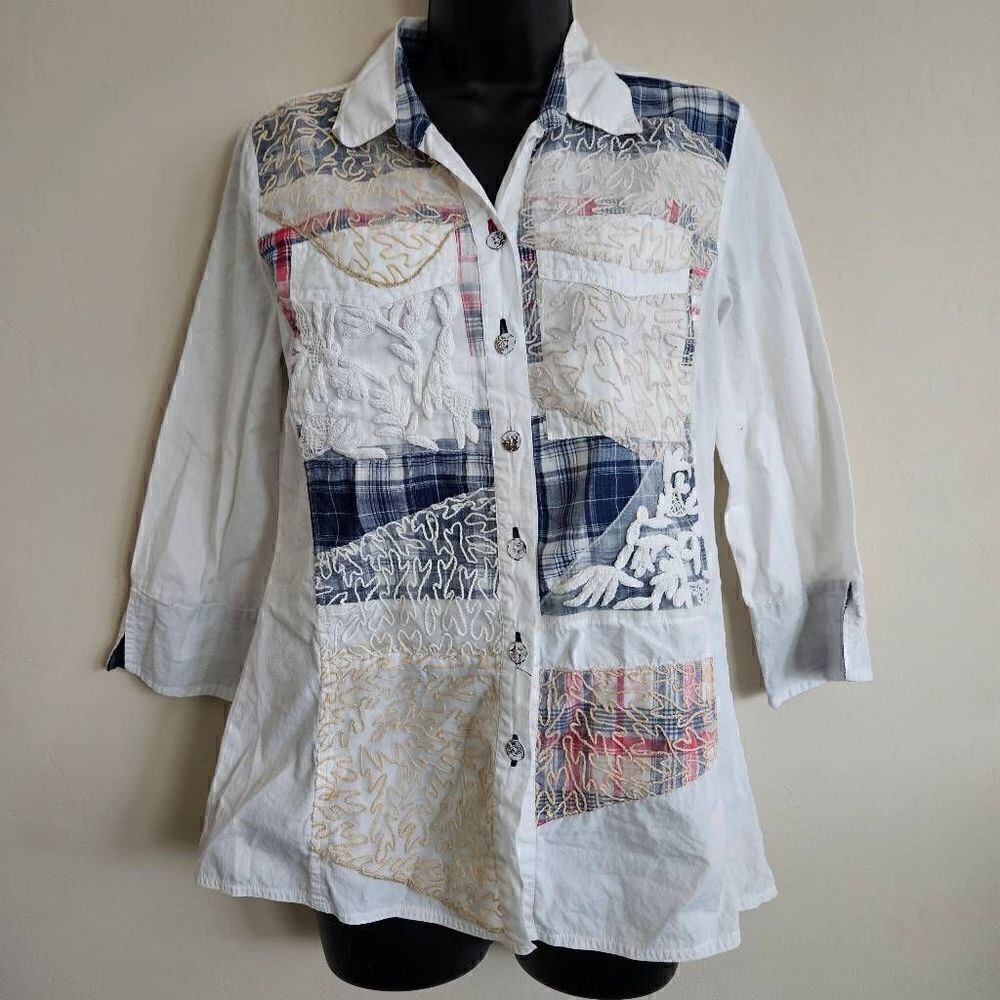 Parsley & Sage Robin Patchwork Button Down Shirt - Picture 2 of 10